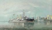 Henry J. Morgan HMS 'Fox' oil painting artist